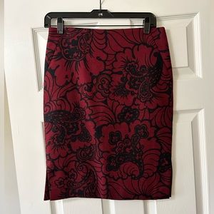 Loft maroon & black business skirt, size 2
